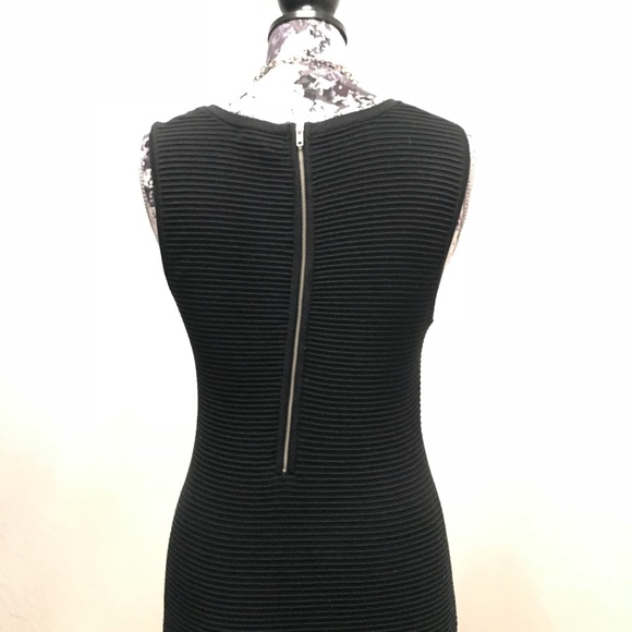 Aqua Ribbed Black Body Con Dress w/Gold Necklace - Picture 4 of 5